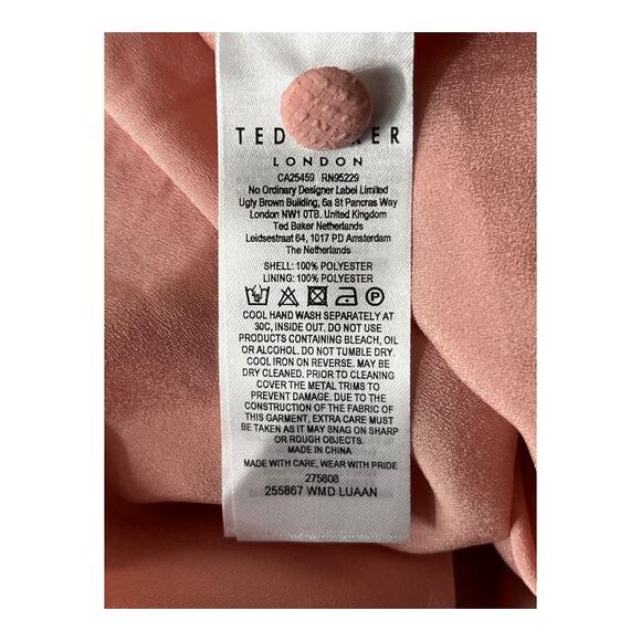 Ted Baker dress Luaan button through cami sleeveless pink size 6 (US 14) - Picture 6 of 7